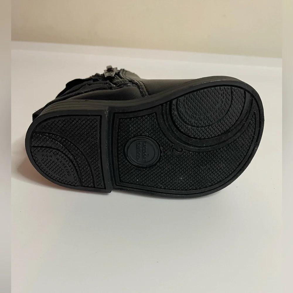 Wonder Nation Infant Girl Black Boots Size 2